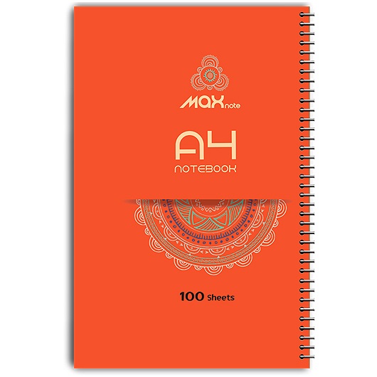 دفتر 100 برگ سیمی جلد سخت نارنجی MAX- A4